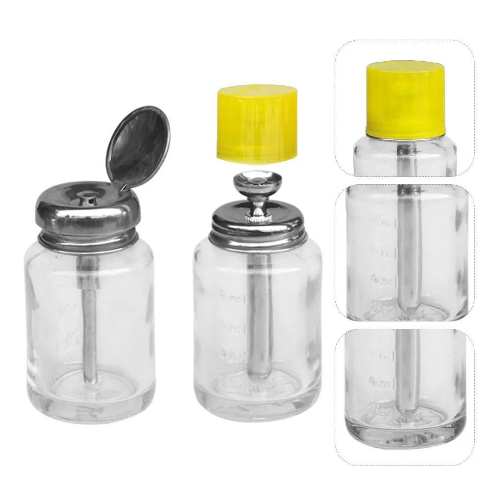 

2Pcs Nail Polish Remover Bottles Press Type Leak-Proof Empty Refillable Travel Liquid Dispensers Manicure Storage Containers
