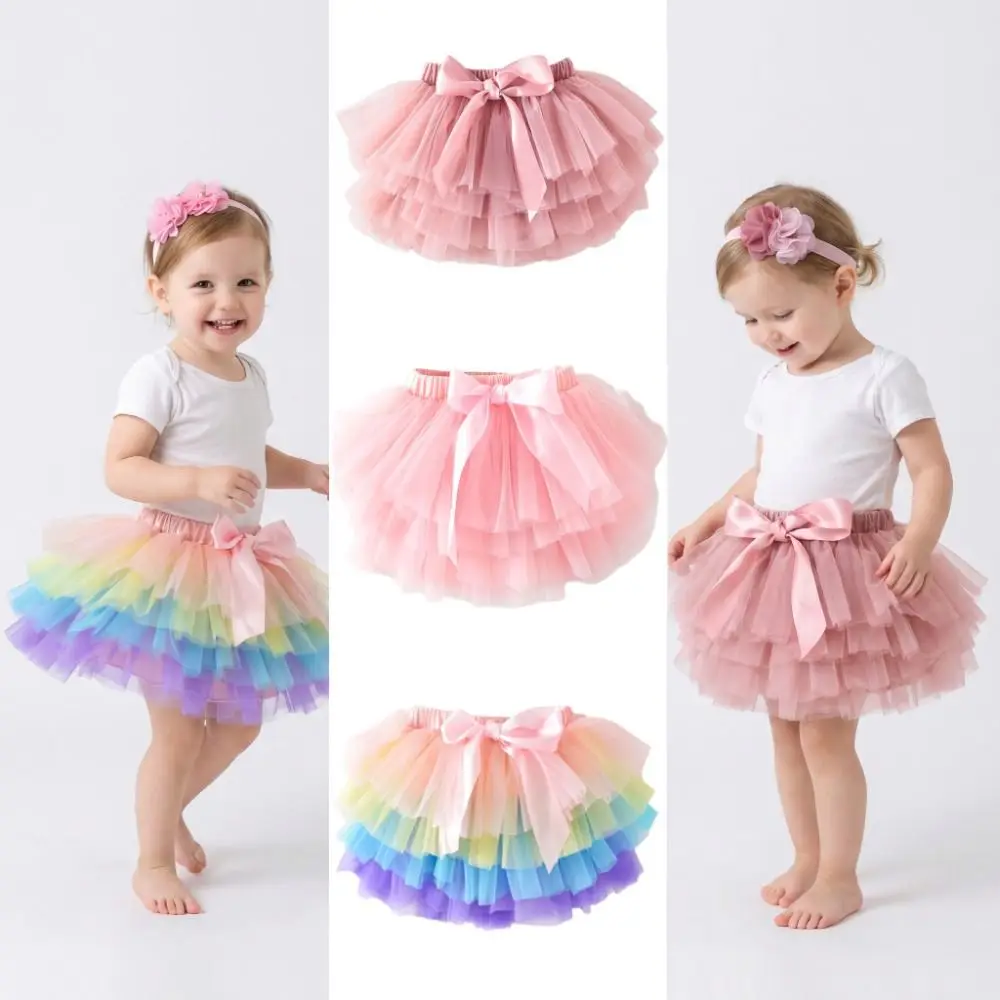 Fashion Tulle Mesh Tutu Fluffy Skirt Multi-layer Ballet Dance Style Baby Girls Tutu Skirt Fluffy Tulle Mesh Skirt Party Dress