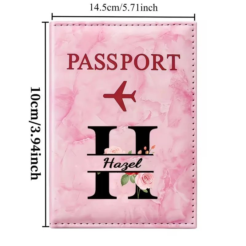 Dreamy - 26 Letters Customizable Name Passport Holder - Ticket Wallet with Flap Design, Credit Card and Business Card Slot