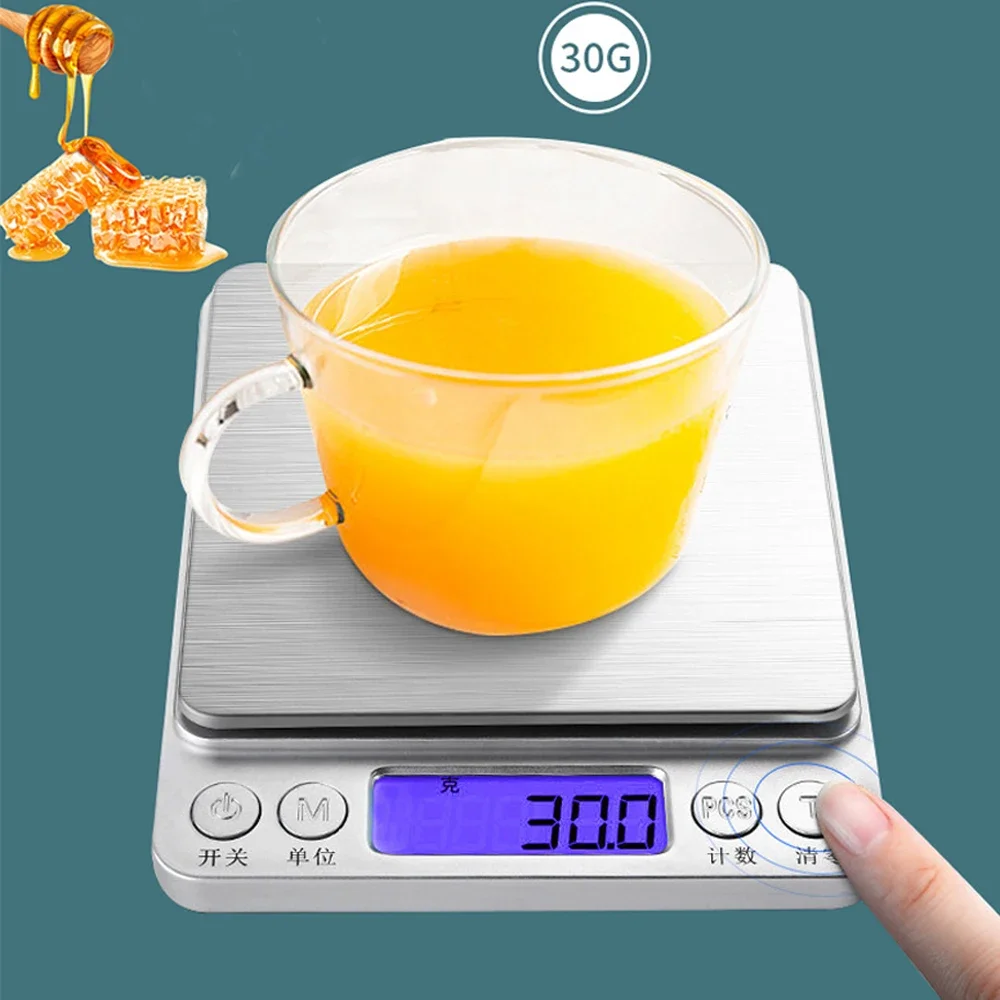 Imagem -02 - Balança de Cozinha Digital Oimg Equilíbrio Eletrônico Jóias Gram Lcd Cozinhar Pesar Alimentos para Laboratório de Pesagem 1000g 0.1g 3000g 0.1g