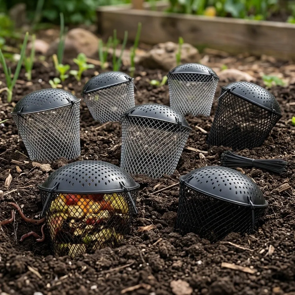 Inground Worm Composter With Grid Lids Metal Worm Farm Compost Bin Farm Drainage Filter Garden Tools
