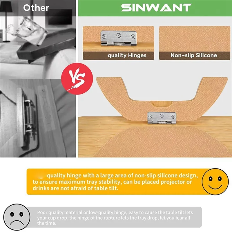 

AF95-Диван с зажимом на боковом столике для широких диванов, складной поднос для дивана с 360° ° Вращающийся держатель телефона для еды/смеховок