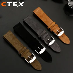 18mm 20mm 22mm Universal Matte Suede Strap For Nomos Mido Oris Seiko Men and Women's Watch Band Soft Retro Style Pin Buckle