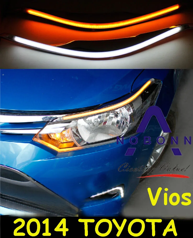 

car bumper headlight for Toyota vios daytime light 2014~2016y DRL car accessories LED headlamp for toyota vios fog light