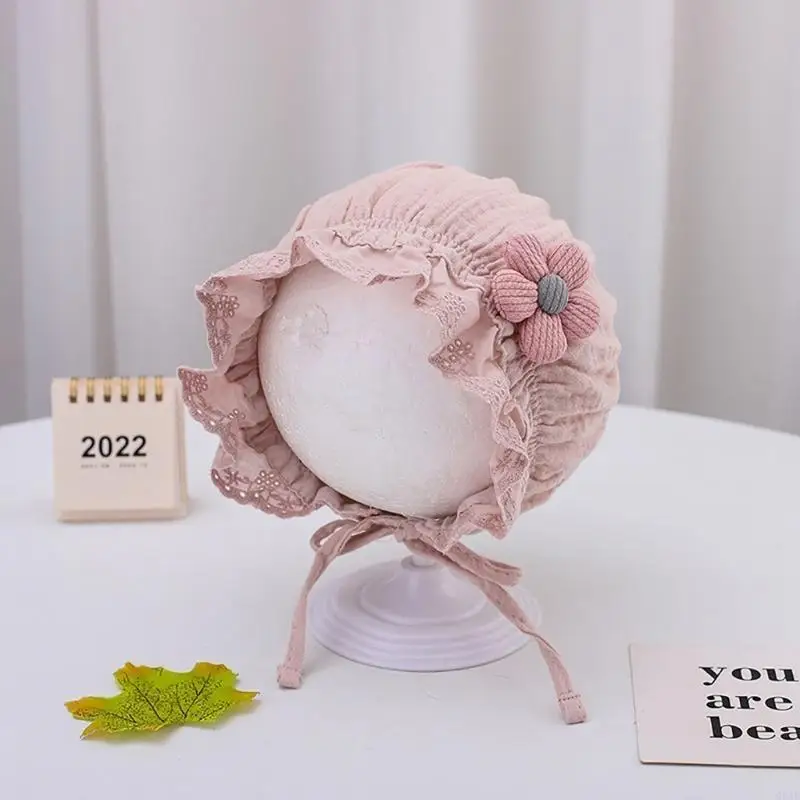 95ae Lace Cap Trendy Toddler Hat Frasnable Sun Bonnet Bonnet Sun Bonnet Cotton Cotton Hat الإضافة الأنيقة إلى أي جماعة