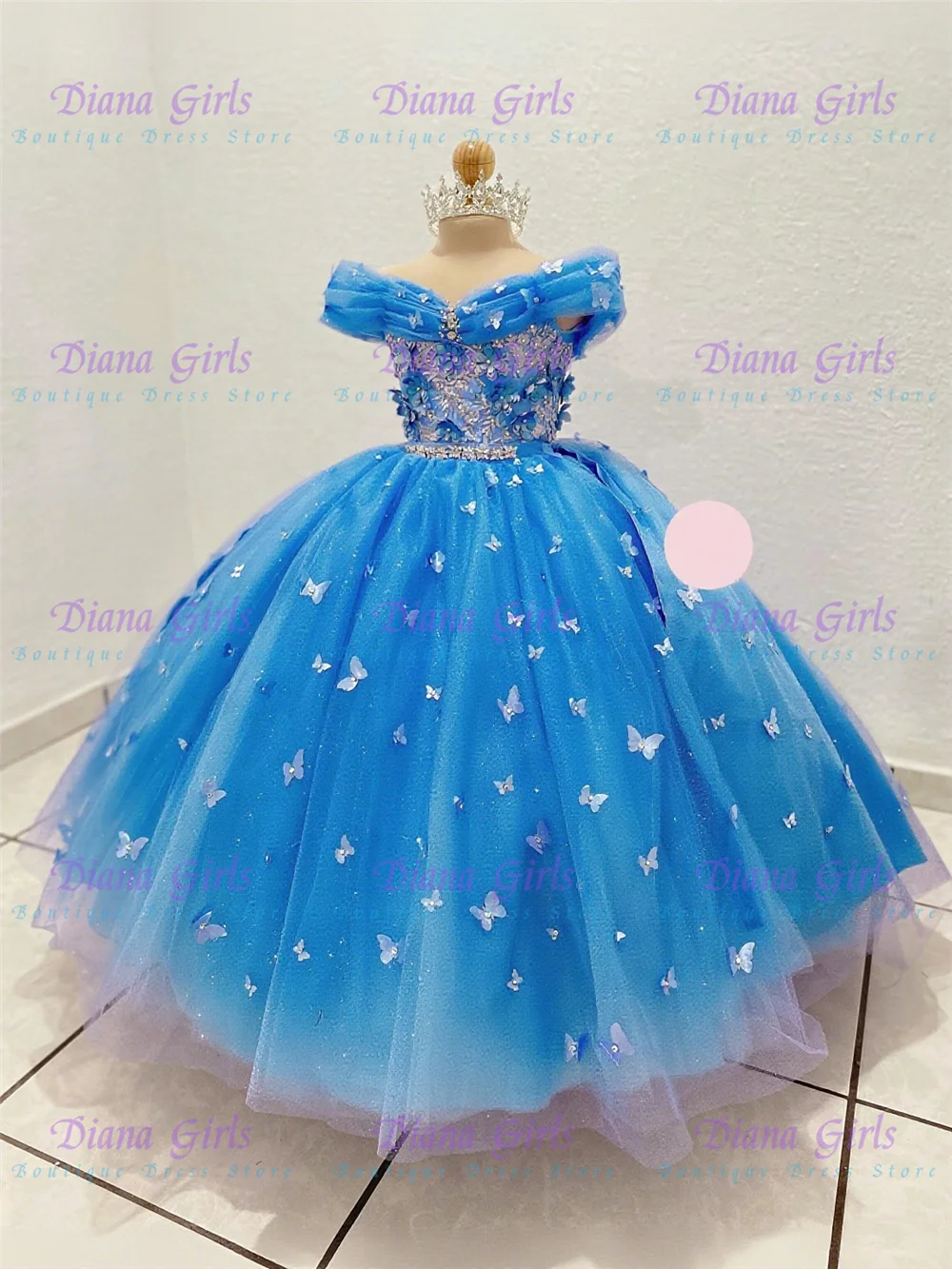 Gorgeous Flower Girl Dress Blue Tulle Fluffy Quality Appliques For Little Girls Birthday Party Evening Gowns Customized Gown