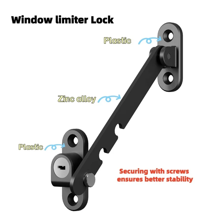 قفل فتح النافذة المنزلقة المجهز بمفتاح سهل التركيب، قفل حد نافذة مروحة التهوية، قفل نافذة قابل للقفل