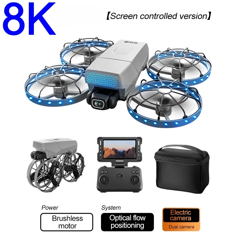 

Радиоуправляемый дрон с камерой 8K HD 180 ° ESC Бесщеточный двигатель Возвратный квадрокоптер в один клик с оптическим позиционированием потока Складной радиоуправляемый дрон Игрушки