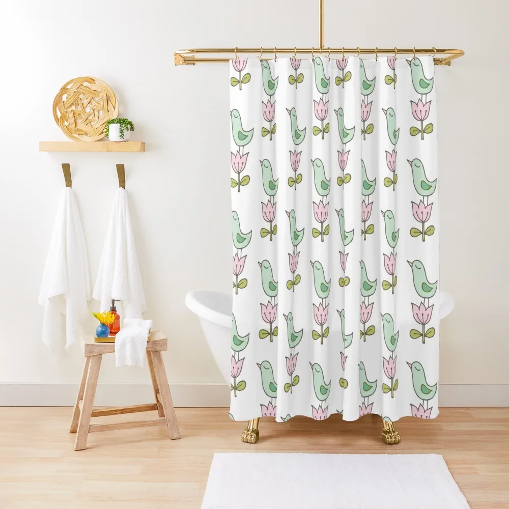 

Little bird on a flower - pretty floral bird pattern by Cecca Designs Shower Curtain Shower For Bathrooms Bathroom Decor Curtain