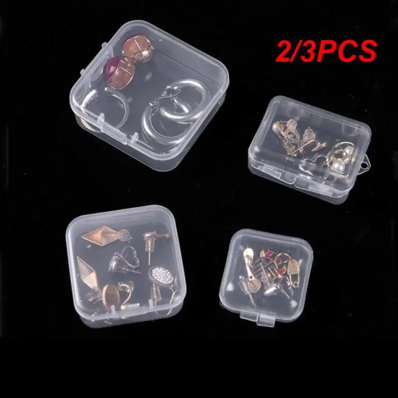 2/3PCS Storage Box Dustproof Small Items Mini Earrings Organizer Earrings Rings Rectangular Square Organization Storage