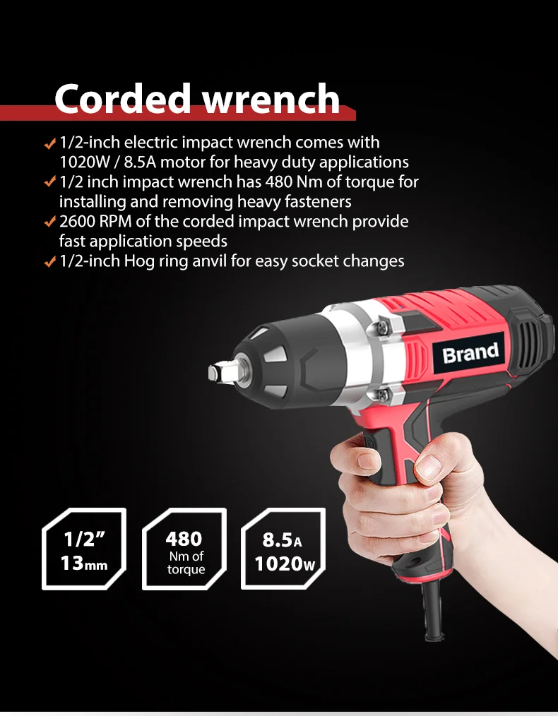 tool and hardware electric quality corded power 1 2 composite 1/2 inch impact wrench for sale