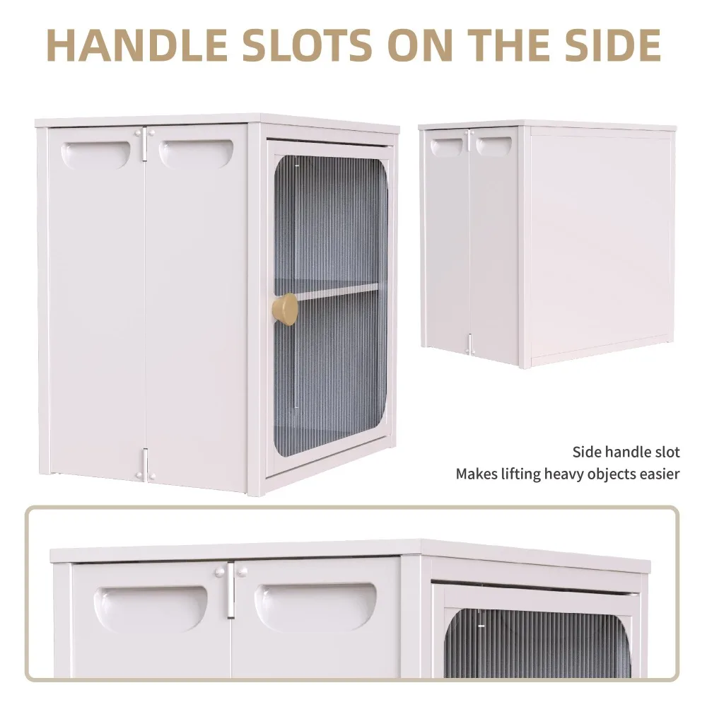 Single Sturdy & Convenient Fordable Cabinet, Durable Steel-Wood Combo with Anti-Slip Design & Quick Fold & Install, White