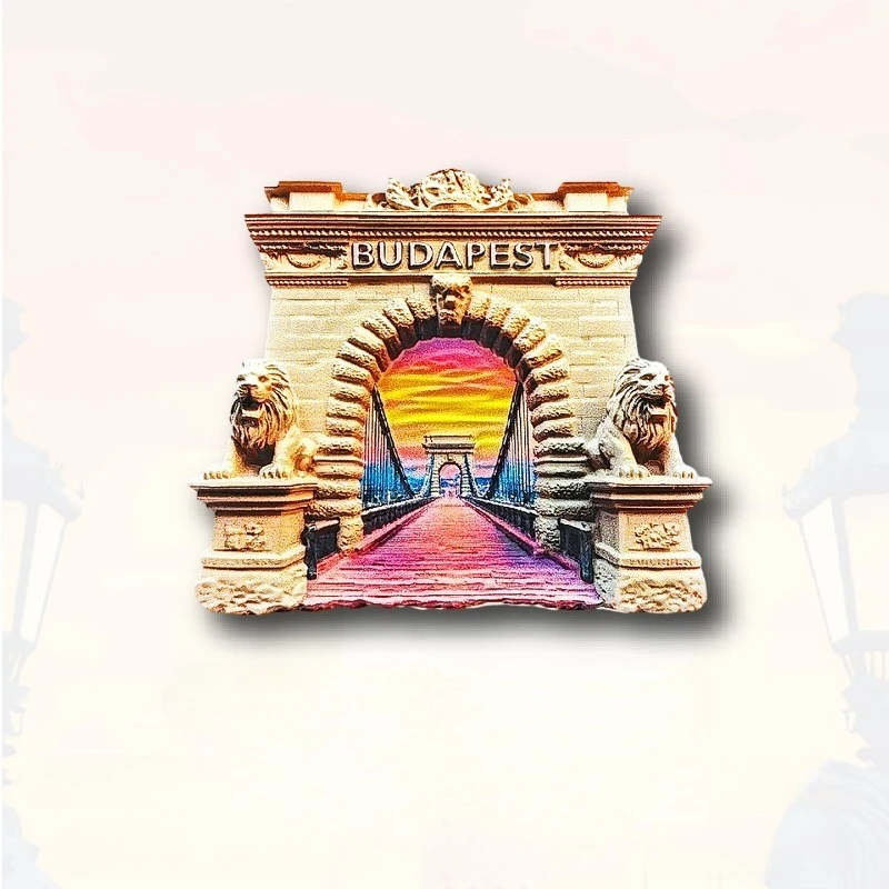 مغناطيس ثلاجة بودابست - برلمان تذكاري ثلاثي الأبعاد وديكور جسر سلسلة هدية أوروبية فريدة مع مغناطيس قوي
