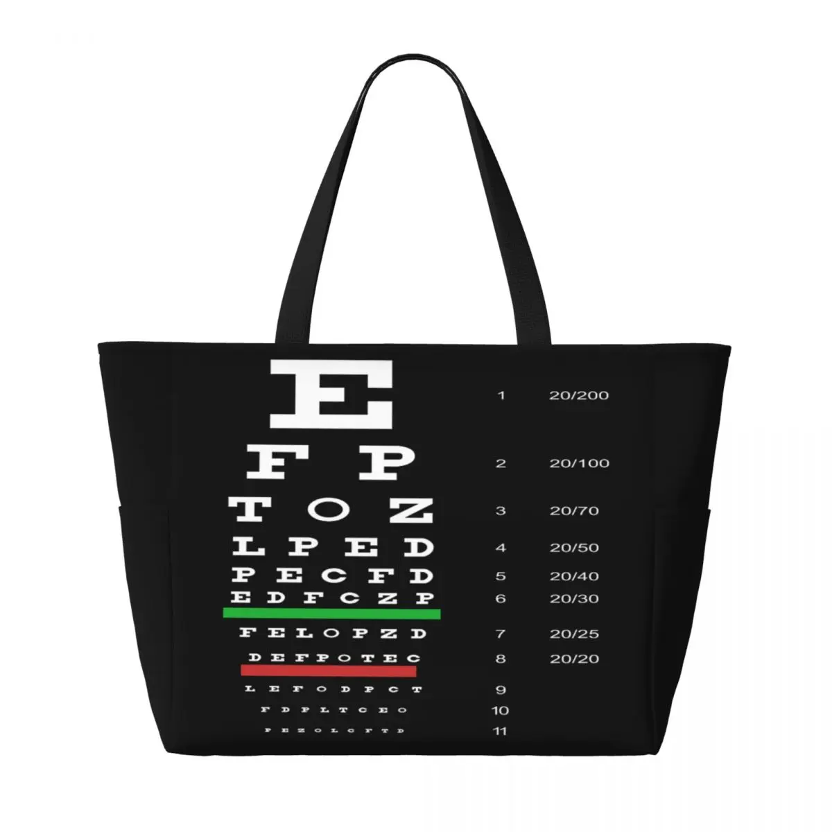 Custom Snellen Eye Chart Art Travel Tote Bag Women Large Capacity Optometrist Optician Groceries Shoulder Shopper Bags