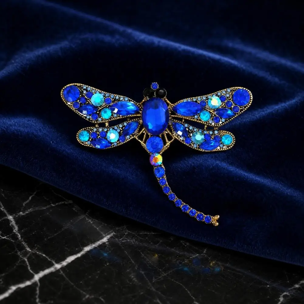 Rhinestone Brooch Dragonfly Design Brooch Electroplated Alloy Dragonfly Brooch Sparkling Rhinestone Pin Long Tail Design