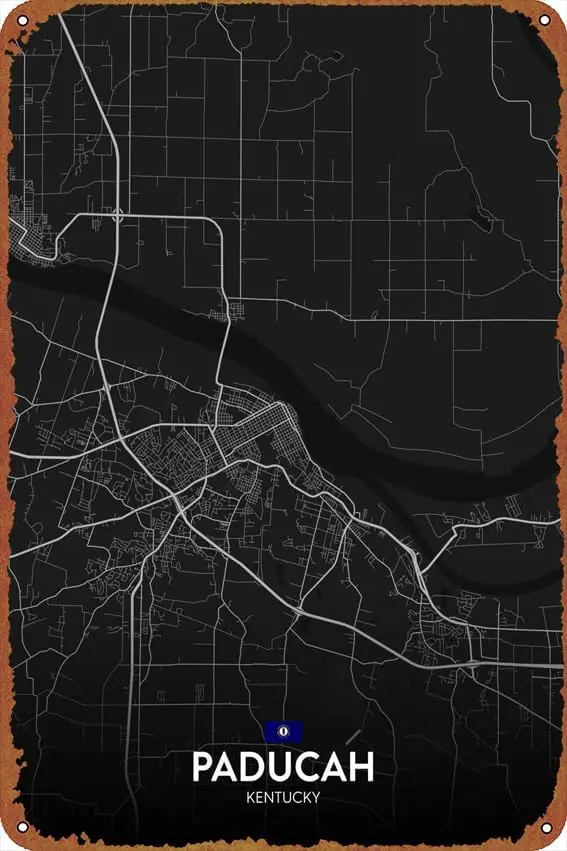 Mapa de Paducah, KY, póster vintage, bonito cartel de metal, regalo, novedad retro, para cafetería, tienda, garaje, letreros de hojalata, letrero de 8x12 pulgadas
