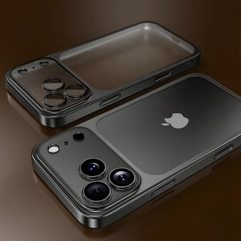 Luxury Plating Transparent Phone Case for IPhone 17 16 14 15 13 Pro Max Frame Lens Film Protection Anti-fall Hard Clear Cover
