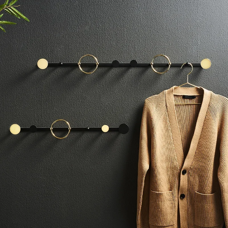 Hanging brass coat rack wall wall door free punching Nordic creative hook