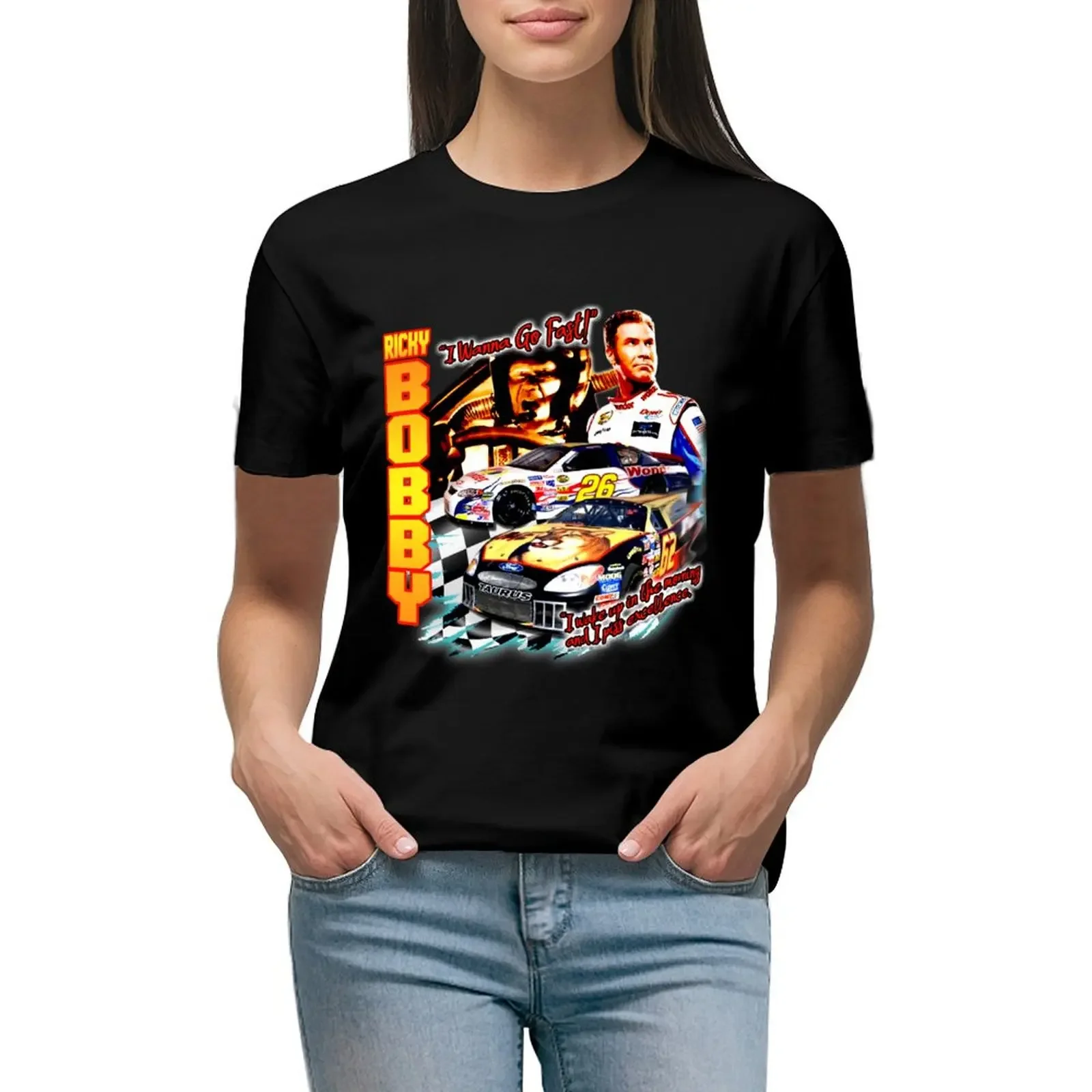 

Ricky Bobby Racing Shirt T-Shirt sweat lady clothes plus size tops new edition t shirts for Women graphic