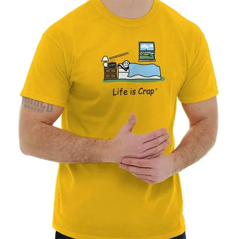 

Женская или мужская футболка с круглым вырезом Life is Crap Funny Tired Lazy Sleep Late