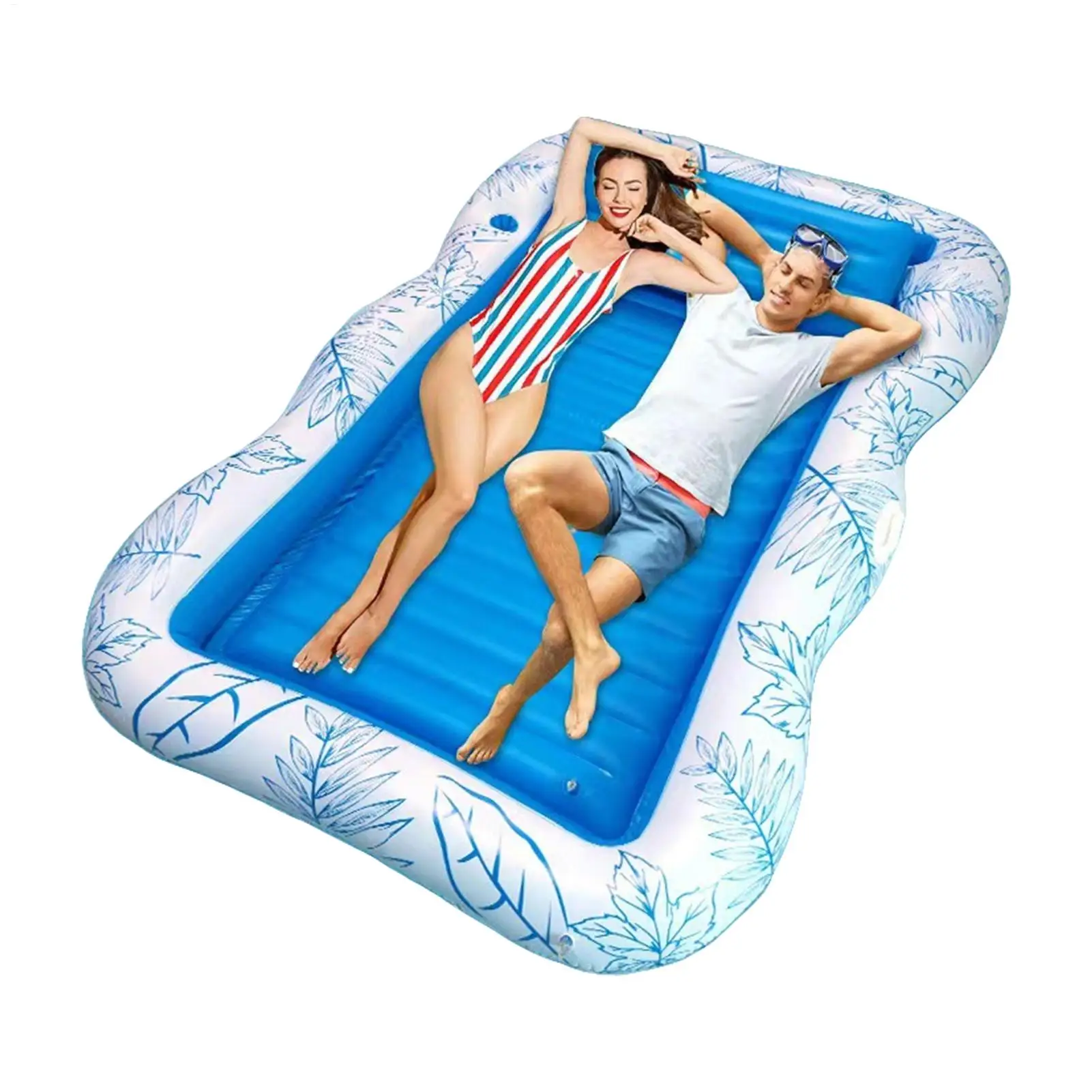 Piscina flutua inflável flutuante rede de água portátil jangada de piscina com suporte de copo para bronzeamento água jogar férias quintal viagem