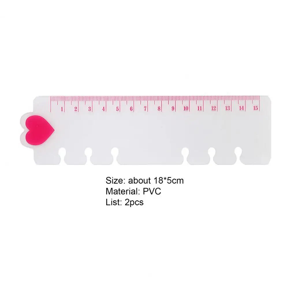 2Pcs 15/20cm Bookmark Ruler Clear Pattern Precise PVC Adorable Heart Pattern Scrapbook Ruler Binder Index Divider For Students