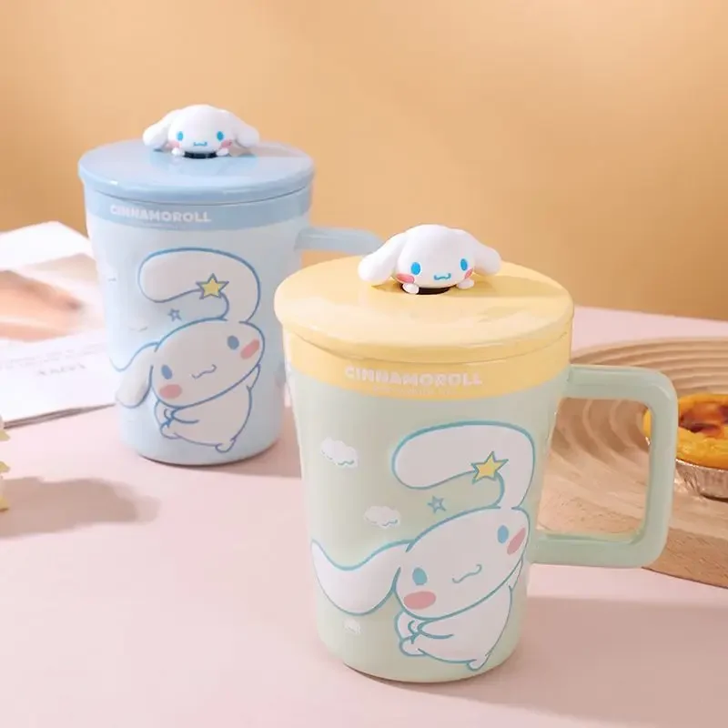 Sanrio Cinnamoroll Anime My Melody Taza de cerámica, dibujos animados Kawaii Ins Kuromi taza de agua, regalos de Navidad para niños