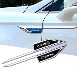 Car Body Fender Side Metal Chrome Knife Side Emblem Badge Decals 3D Sticker For Skoda Superb VRS S VII Rapid Fabia 1 2 Kodiaq