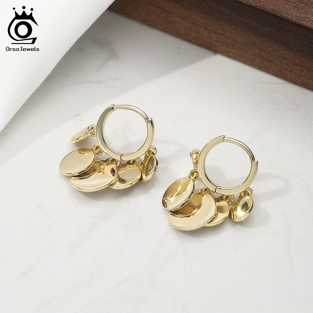 

ORSA JEWELS настоящее серебро 925 пробы круглые серьги-кольца для женщин минималистичные классические ювелирные аксессуары GAE18