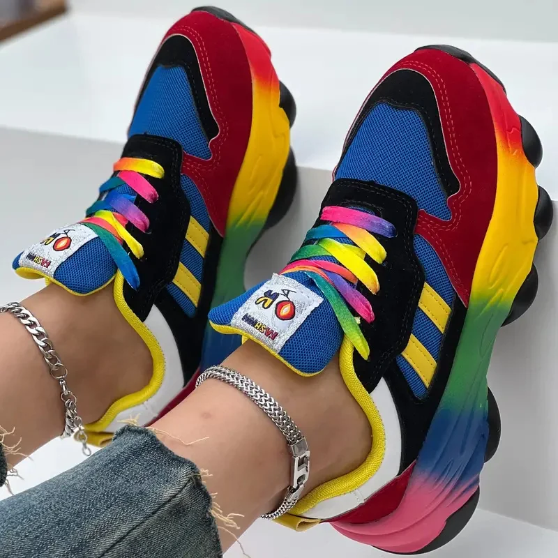 Women Sneakers Fashion Running Colorful Casual Sneakers Women Comfort Lace Up Outdoor Platform Shoes for Women Zapatos De Mujer image 4
