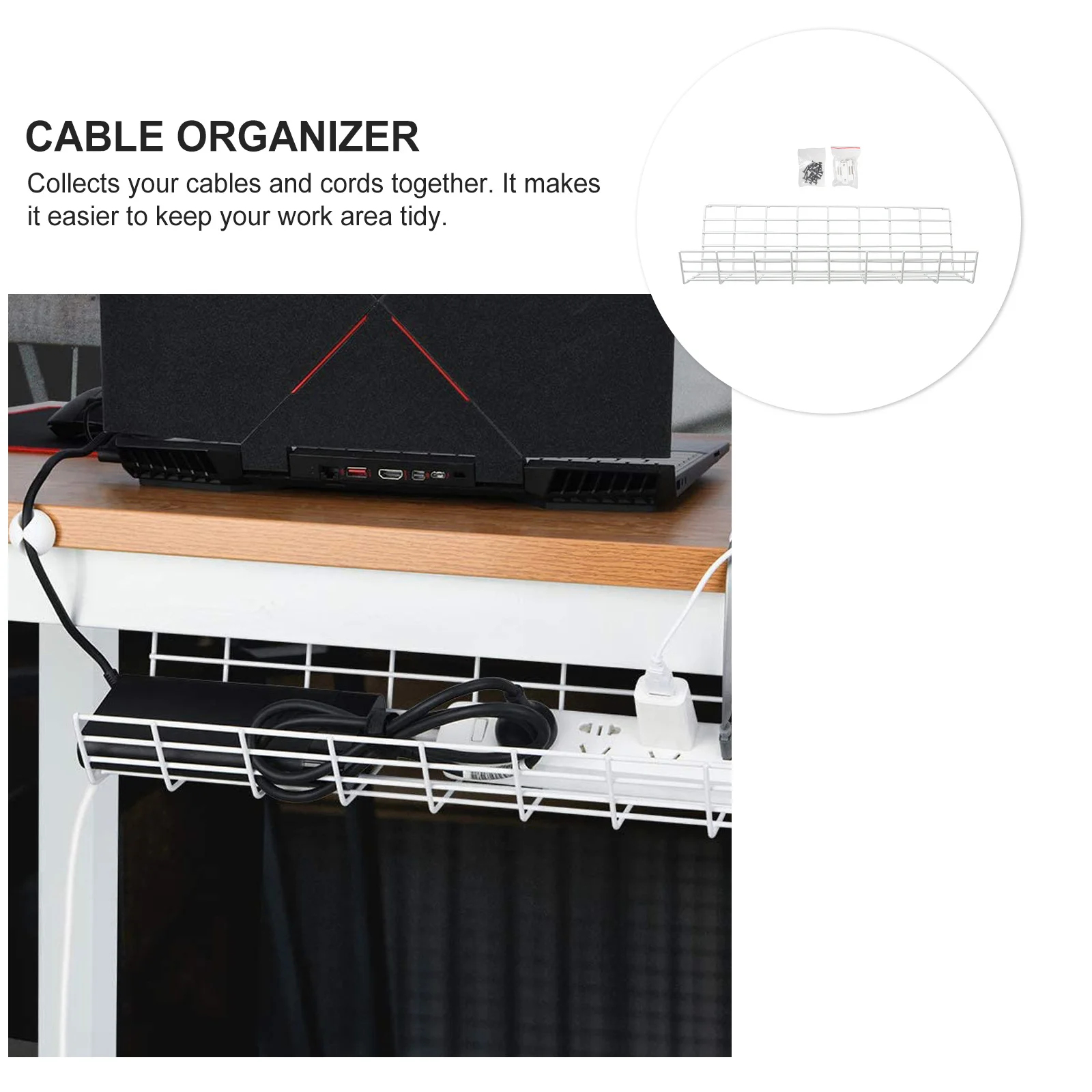 Onder het bureau beheerrek Compacte kabelorganizer voor snoeropslag Zware ijzerdraadhouder Kabelbeheerplank voor thuis