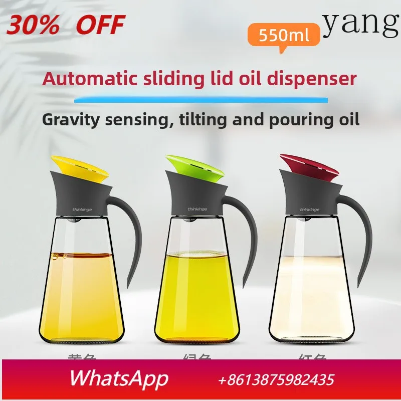 

YJQ kitchen oil pot automatic sliding cover glass bottle household sub-packaging seasoning bottle