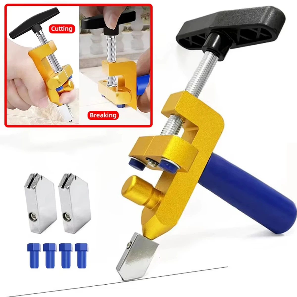 Manual Tile and Glass Cutter with Diamond Cutting Head, Suitable for Cutting Thick Glass, Glazed Ceramics, and Mirrors.