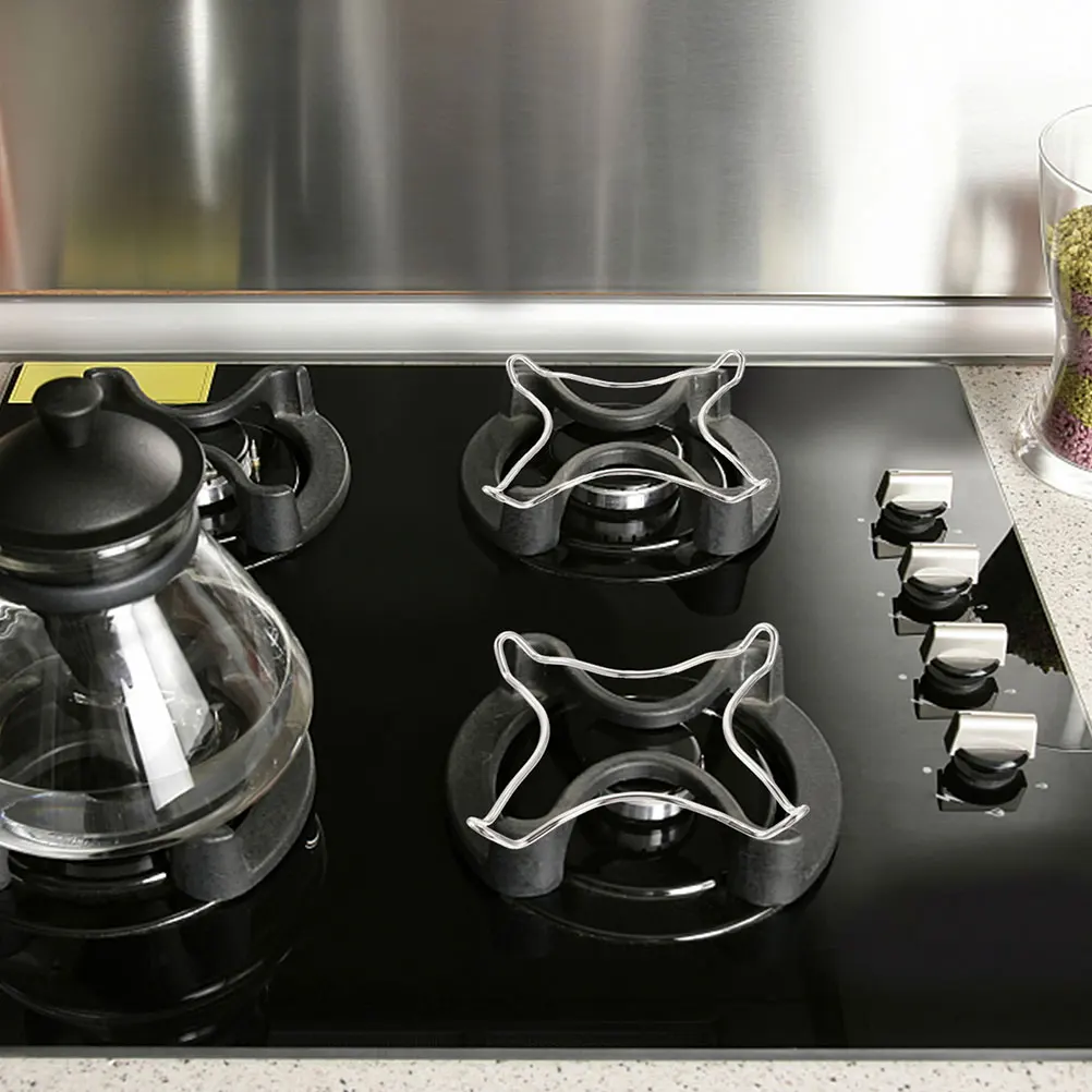 

2pcs Gas Stand: Stainless Steel Pan Support For Gas Hob, Coffee Maker Milk Pot Holder, Kitchen Cooking Rack, Stove Top