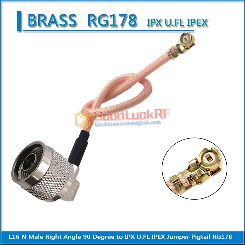 

L16 N Male Right Angle 90 Degree to IPX U.FL IPEX Female Pigtail Jumper RG178 extend Cable RF Connector Coaxial Low Loss