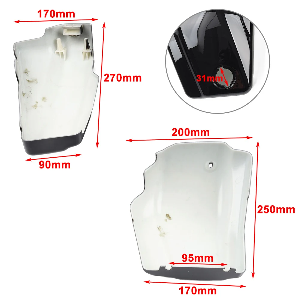 Motorcycle Battery Side Covers Fairing Left & Right 2Pcs For Yamaha Dragstar Vstar XVS1100 Custom 1999-2011 Chrome/Glossy Black view 3