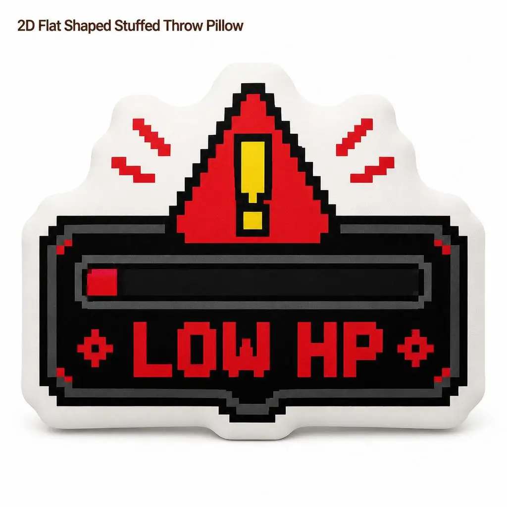 Low HP Warning Health Gaming Danger Plush Pillow Cushion Irregular Stuffed Throw Pillow Home Decor Gift Sofa Bed Home