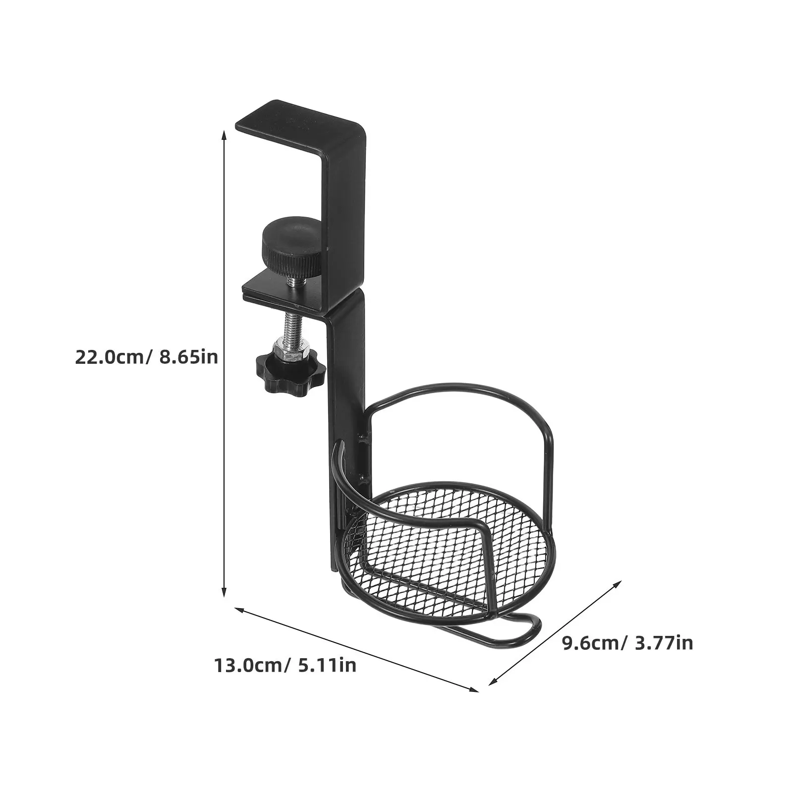 Rotatable Desktop Cup Holder with Clamp-on Mount Adjustable Fit Spill Resistant Coffee Mug Organizer Headset Storage for Small