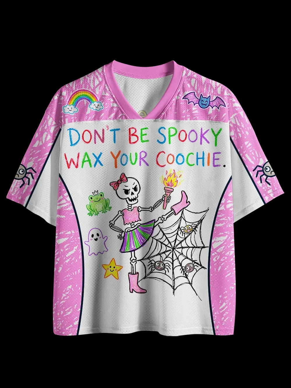 Fashion Digital Double-sided Printed V-neck T-shirt Y2K Quick Drying Casual Outdoor Sports Halloween Party Graphic Jersey Tops