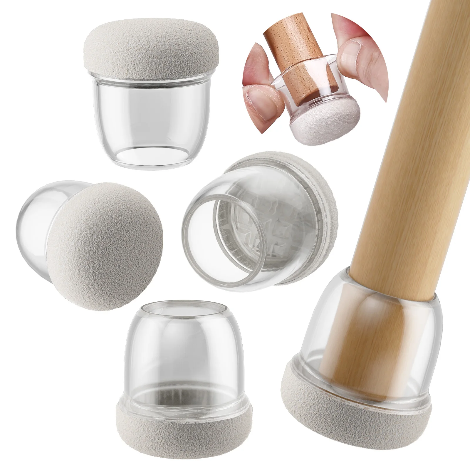 

16Pcs Small Chair Leg Cover Clear Leg Floor Protectors Silicone Furniture Table Feet Protect for Chair Table No Noise