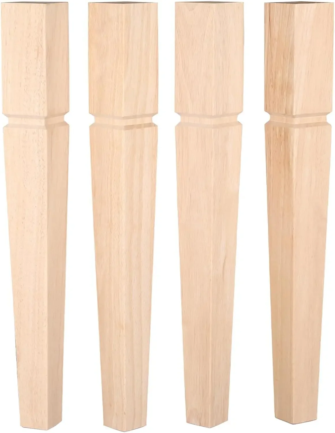 32 Inch Square Unfinished Oak Furniture Legs - Heavy Duty Mid Century Tall Wooden Legs Set of 4 for Tables, Bench, Ottomans (Nat