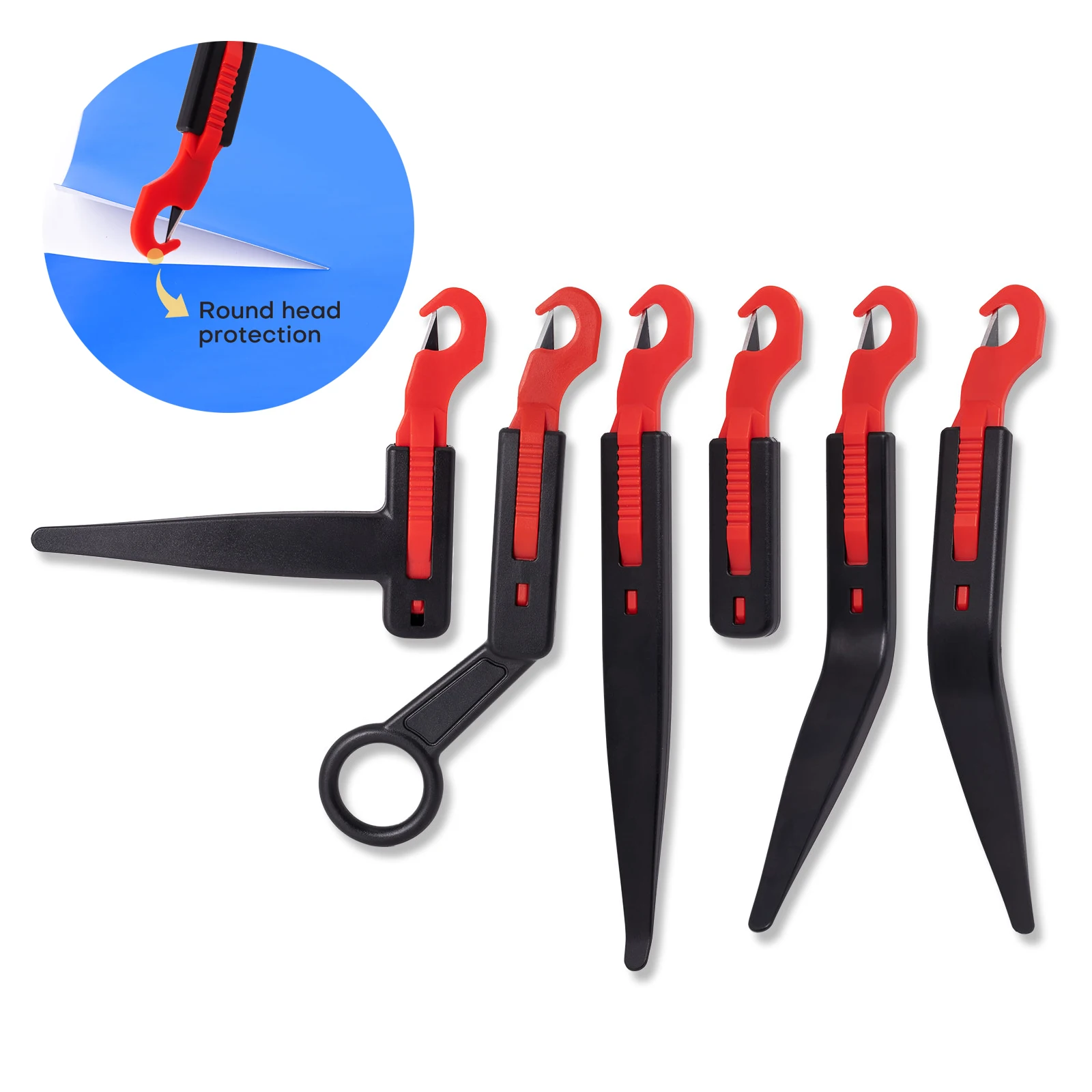 

EHDIS 6pcs Craft Knives With Safety Cutting Blade Car Tint Film Slitting Cutter Paper Styling Tools Vinyl Wrap Guard Knife Set