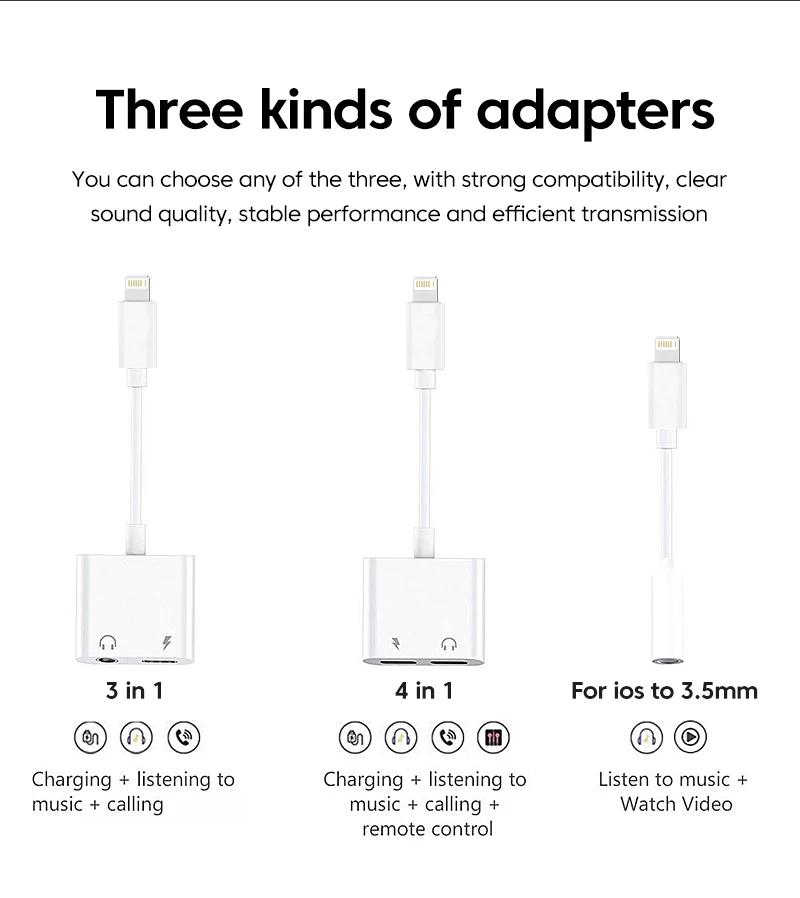 Olaf 2 in 1 Audio Adapter For iPhone 14 Pro Max Aux Jack Headphone Lighting 3.5 mm To Headphone Jack Charger Splitter Converter