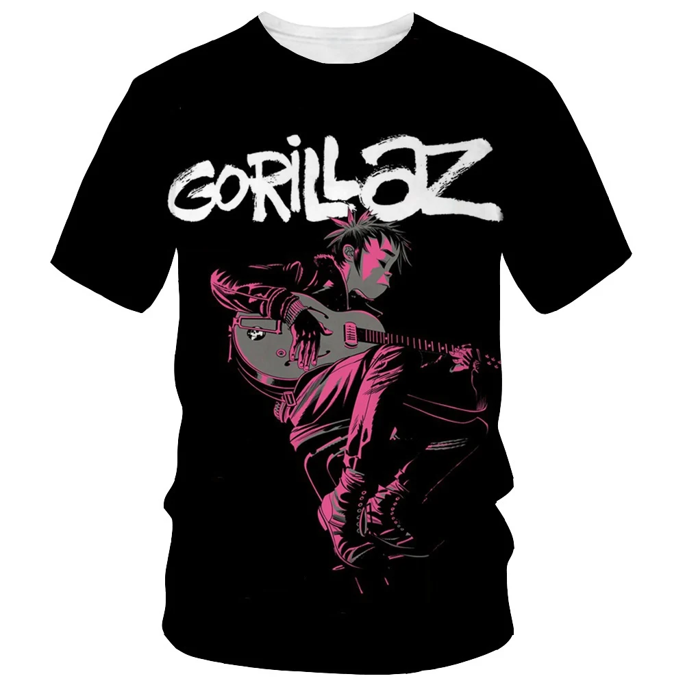 New fashion cartoon Gorillaz 3D printed T-shirt men's and women's casual hip-hop short-sleeved Harajuku style street T-shirt top