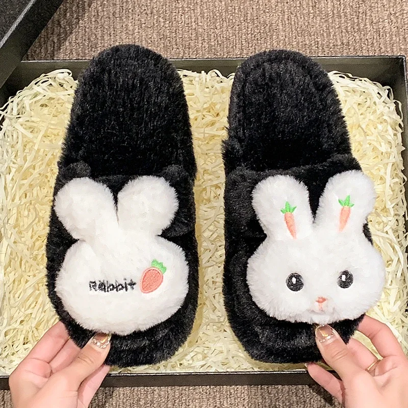 Children Outside Slippers for Girls 2024 Winter New Fashion Korean Style Plush Keep Warm Soft Bottom Anti-slippery Chic Shoes