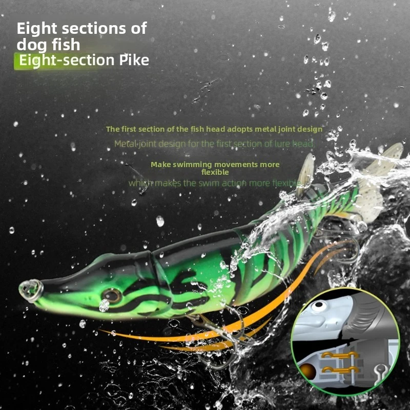 

New Realistic Bionic Fishing Bait 200mm 65.2g, Large Eight Section Dogfish Lure, Multi Section Fish Intelligent Fishing Bait Set