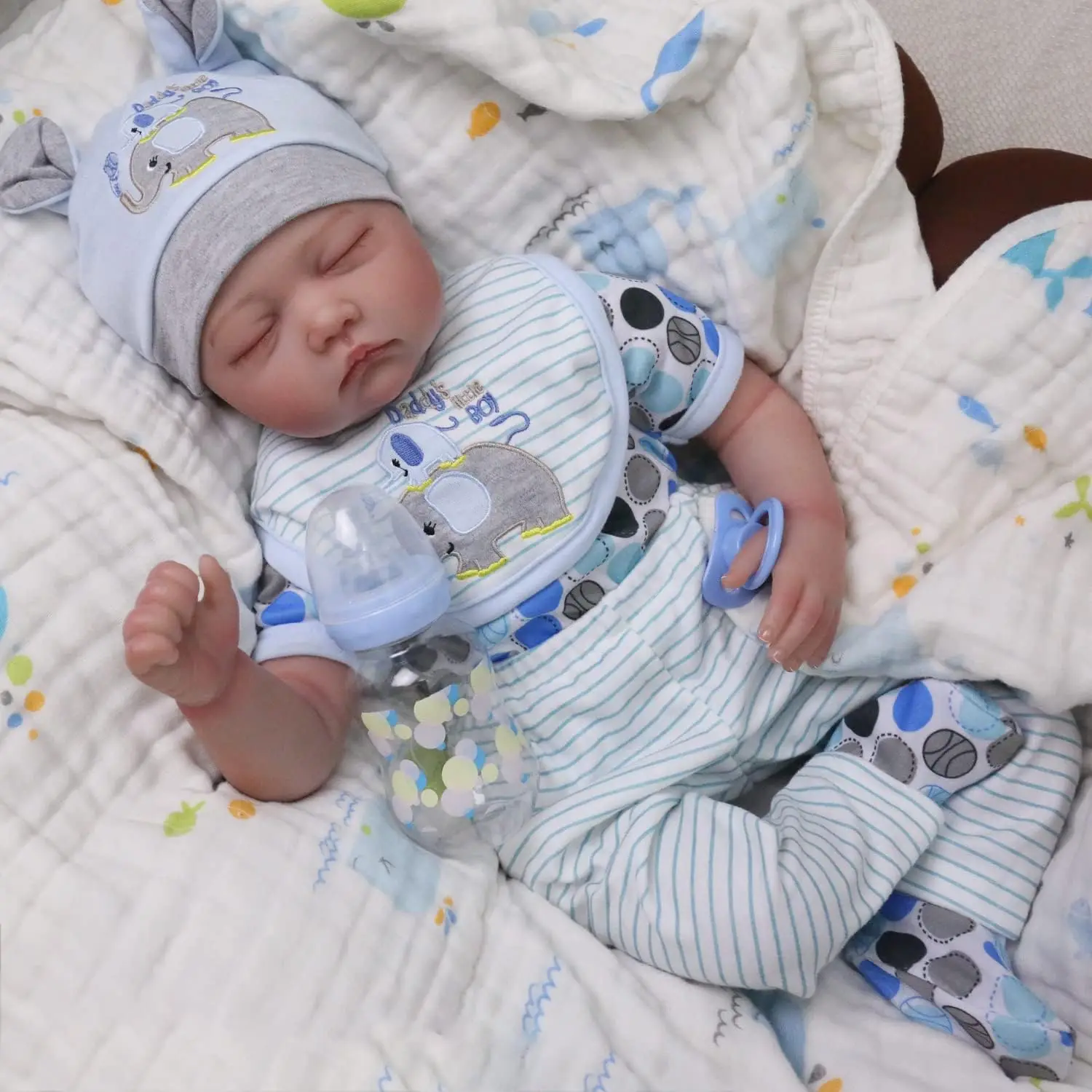 50cm newborn reincarnation doll, real life, vinyl, realistic newborn doll, boy, gentle touch doll, handmade doll toy, Halloween and Christmas gift, suitable for children over 3 years old