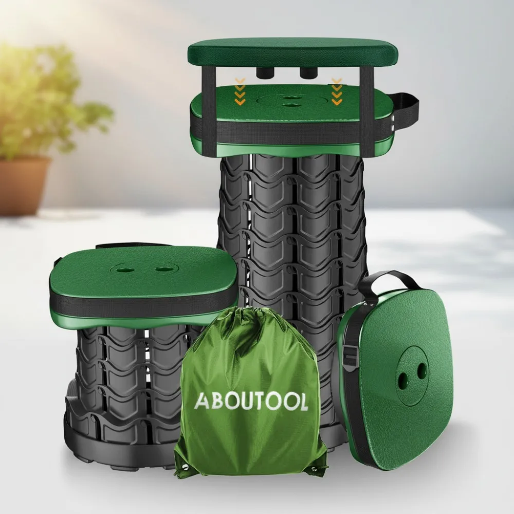 مقعد تخييم قابل للطي مربع قابل للطي محمول خفيف الوزن تصغير أقصى حمولة 485 رطل مقعد خارجي أخضر