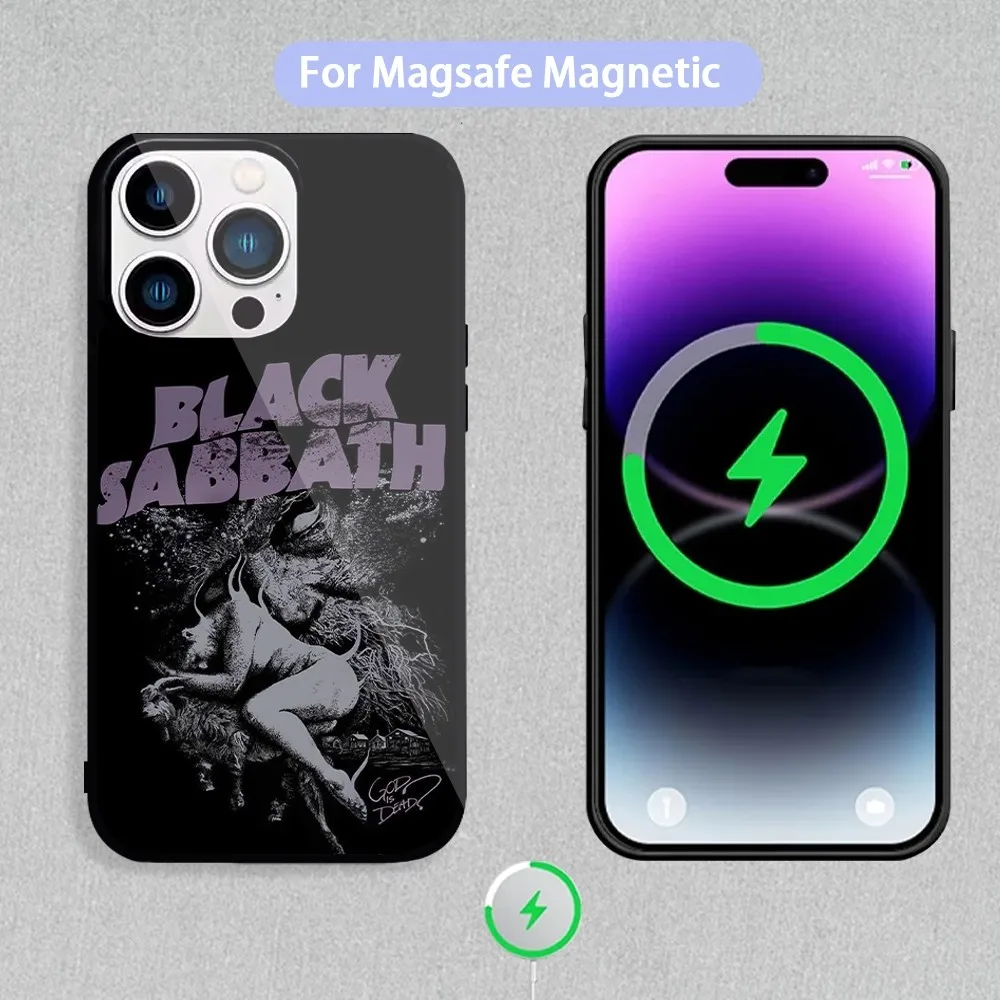 Band B-Black S-Sabbath Phone Case For Magnetic Inductive Charging iPhone 11 12 13 14 15 Max Pro Mini Plus Shell