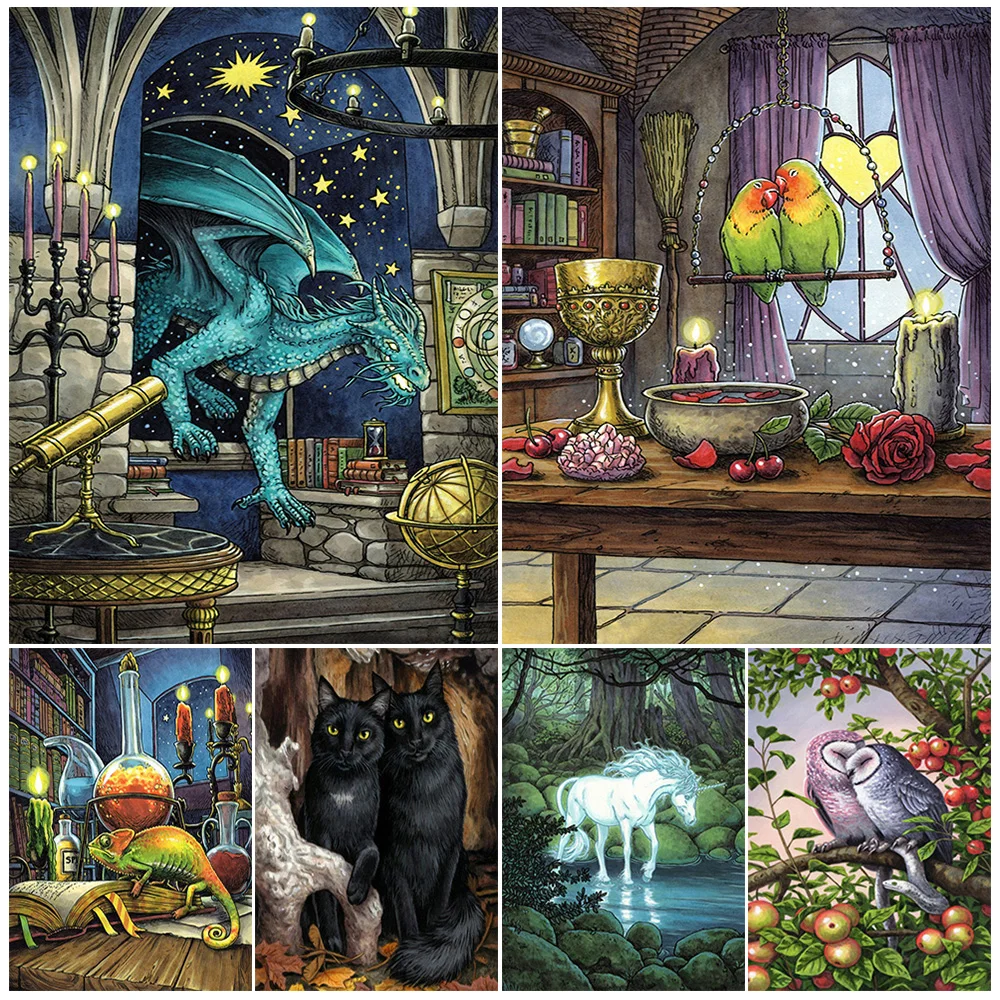 

Unicorn,Kraken,Blue Dragon,King Owl,Abstract Wall Art,Canvas Painting, Fantasy Magic Creature, Art Poster Print, Home Decoration